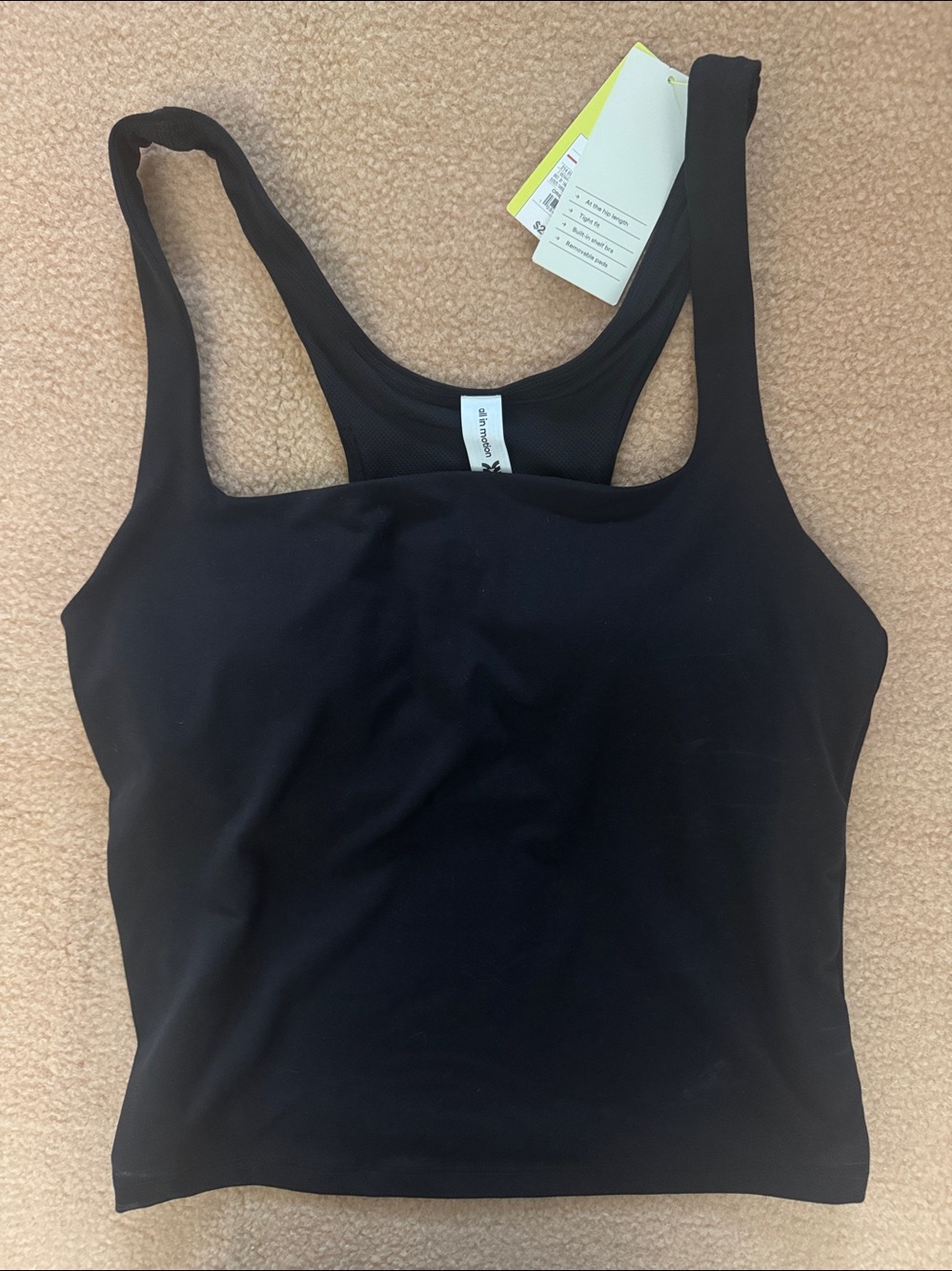 All in Motion Women’s Medium Black Racerback Athletic Tank Top Shelf Bra NEE